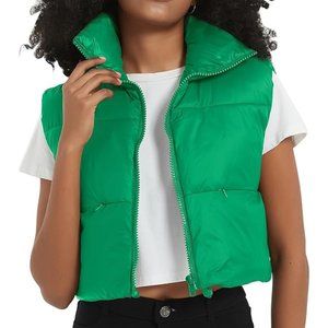 Kissonic Women's Padded Down Vest Puffer Crop Sleeveless Jacket